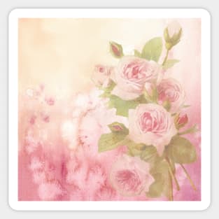 Rose Watercolor Graphic Shabby Chic Vintage Pink Rose Design, Floral Shabby Chic Home Decor Items, Apparel & Gifts Sticker